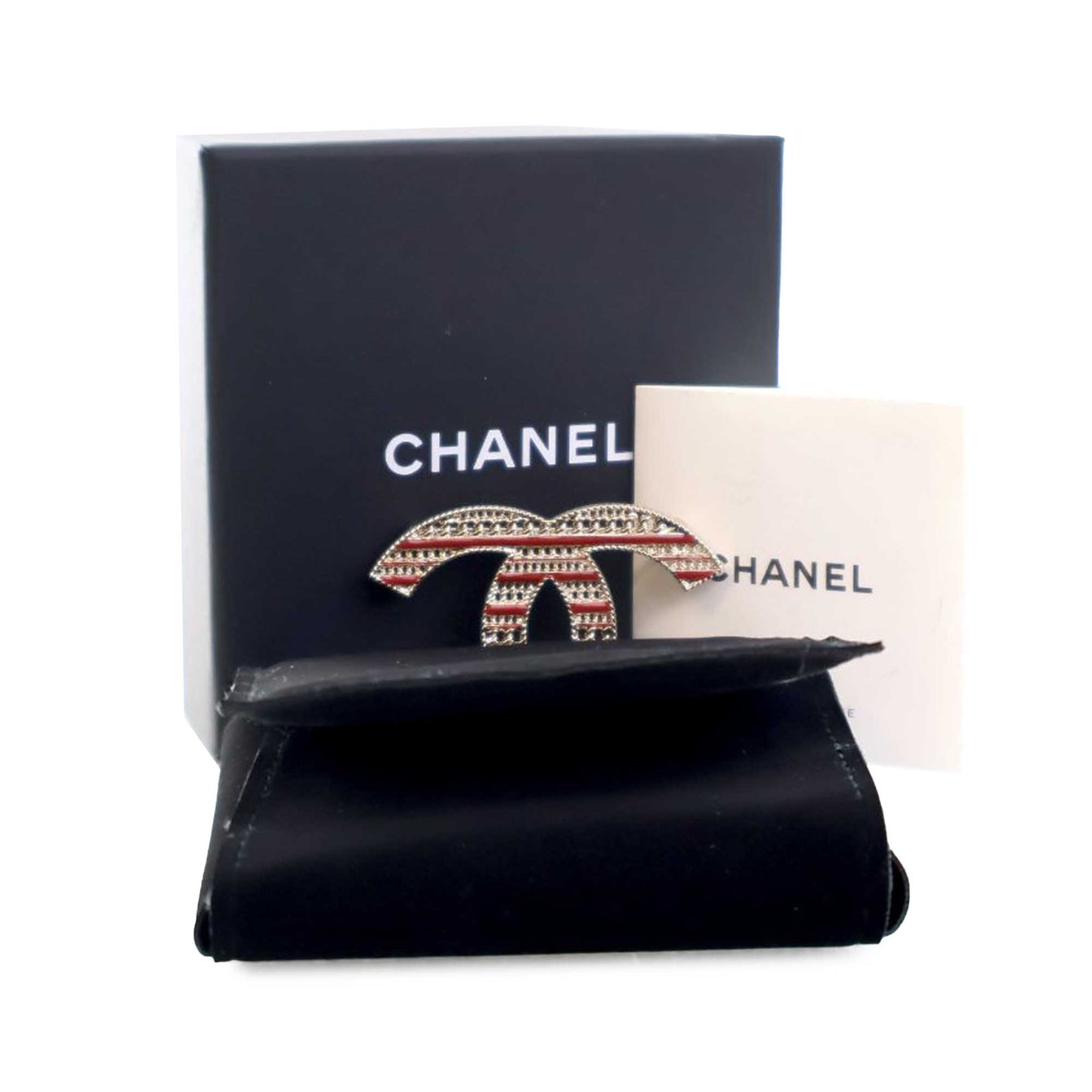 Gold Chanel Gold Plated Enamel CC Brooch