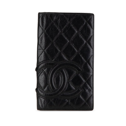 Black Chanel Quilted Aged Calfskin Cambon Ligne Bifold Wallet