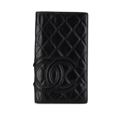 Black Chanel Quilted Aged Calfskin Cambon Ligne Bifold Wallet