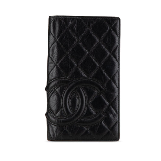 Black Chanel Quilted Aged Calfskin Cambon Ligne Bifold Wallet