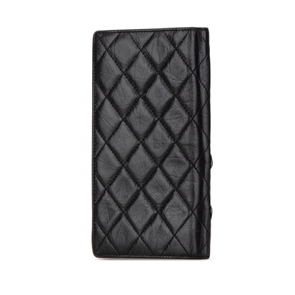 Black Chanel Quilted Aged Calfskin Cambon Ligne Bifold Wallet