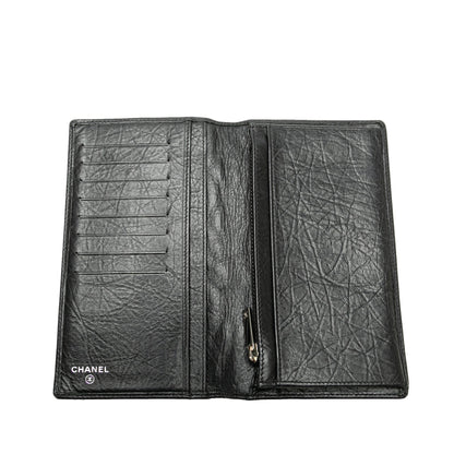 Black Chanel Quilted Aged Calfskin Cambon Ligne Bifold Wallet