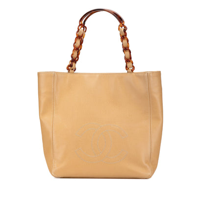 Brown Chanel CC Caviar Tortoise Chain Tote Bag