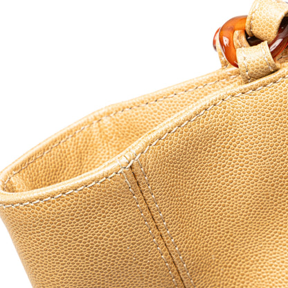 Brown Chanel CC Caviar Tortoise Chain Tote Bag