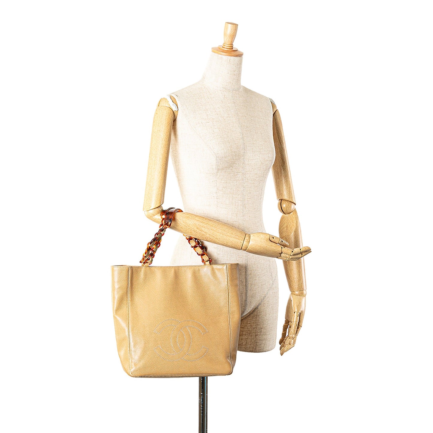 Brown Chanel CC Caviar Tortoise Chain Tote Bag