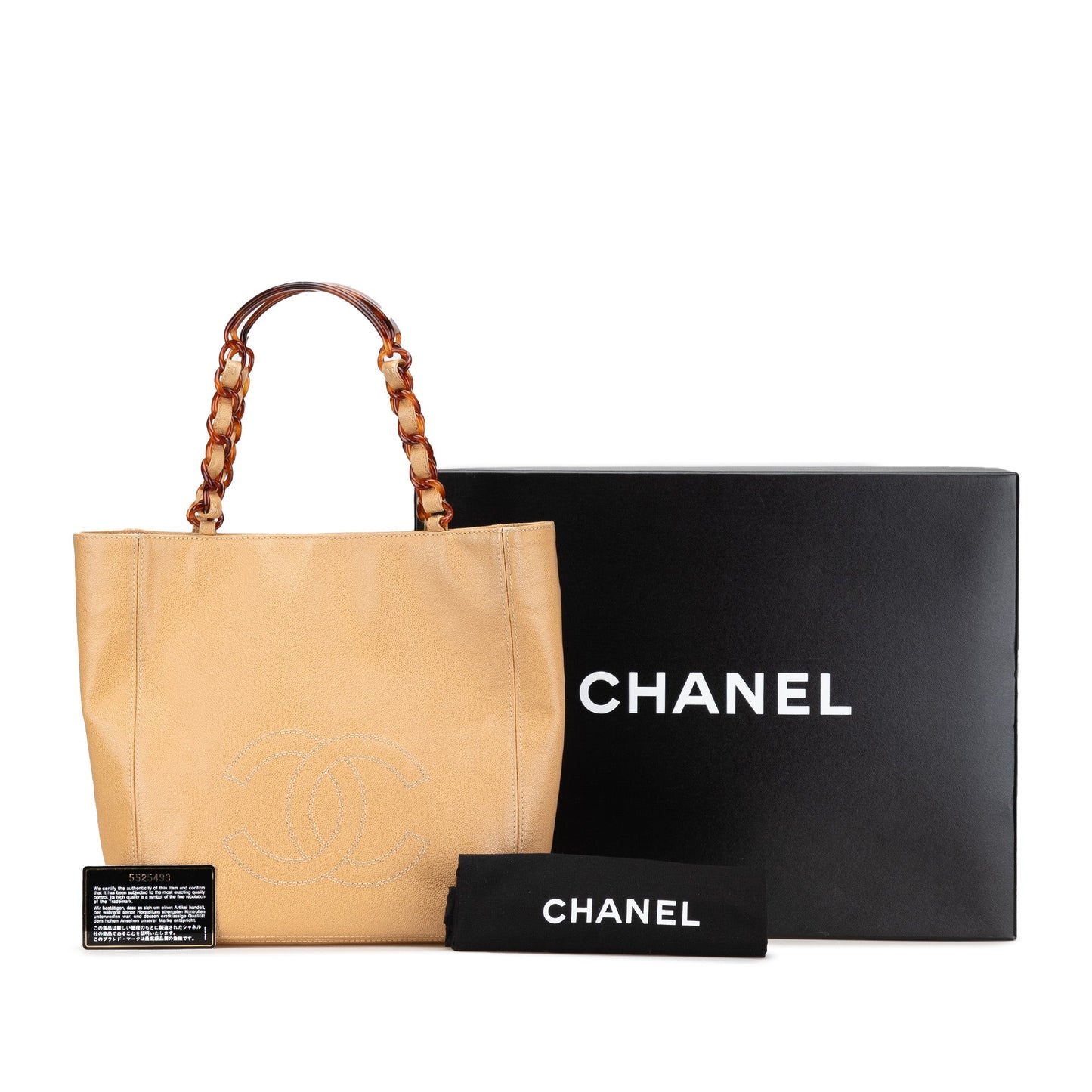 Brown Chanel CC Caviar Tortoise Chain Tote Bag