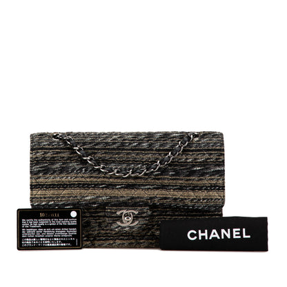 Brown Chanel Medium Classic Tweed Double Flap Shoulder Bag