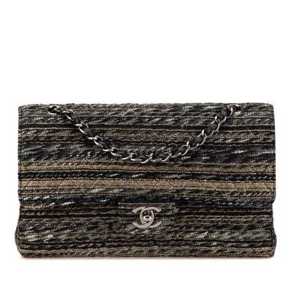 Brown Chanel Medium Classic Tweed Double Flap Shoulder Bag