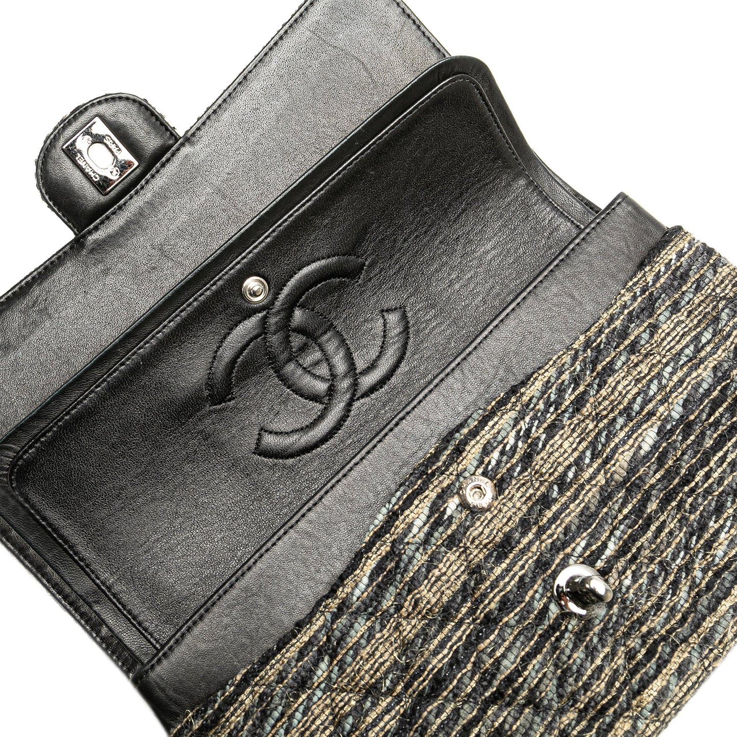 Brown Chanel Medium Classic Tweed Double Flap Shoulder Bag