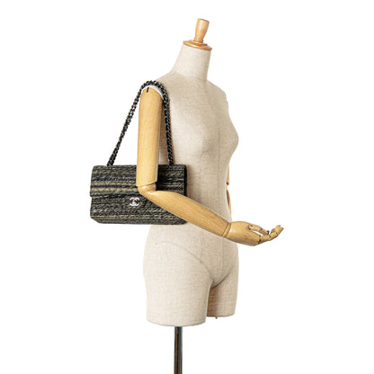 Brown Chanel Medium Classic Tweed Double Flap Shoulder Bag