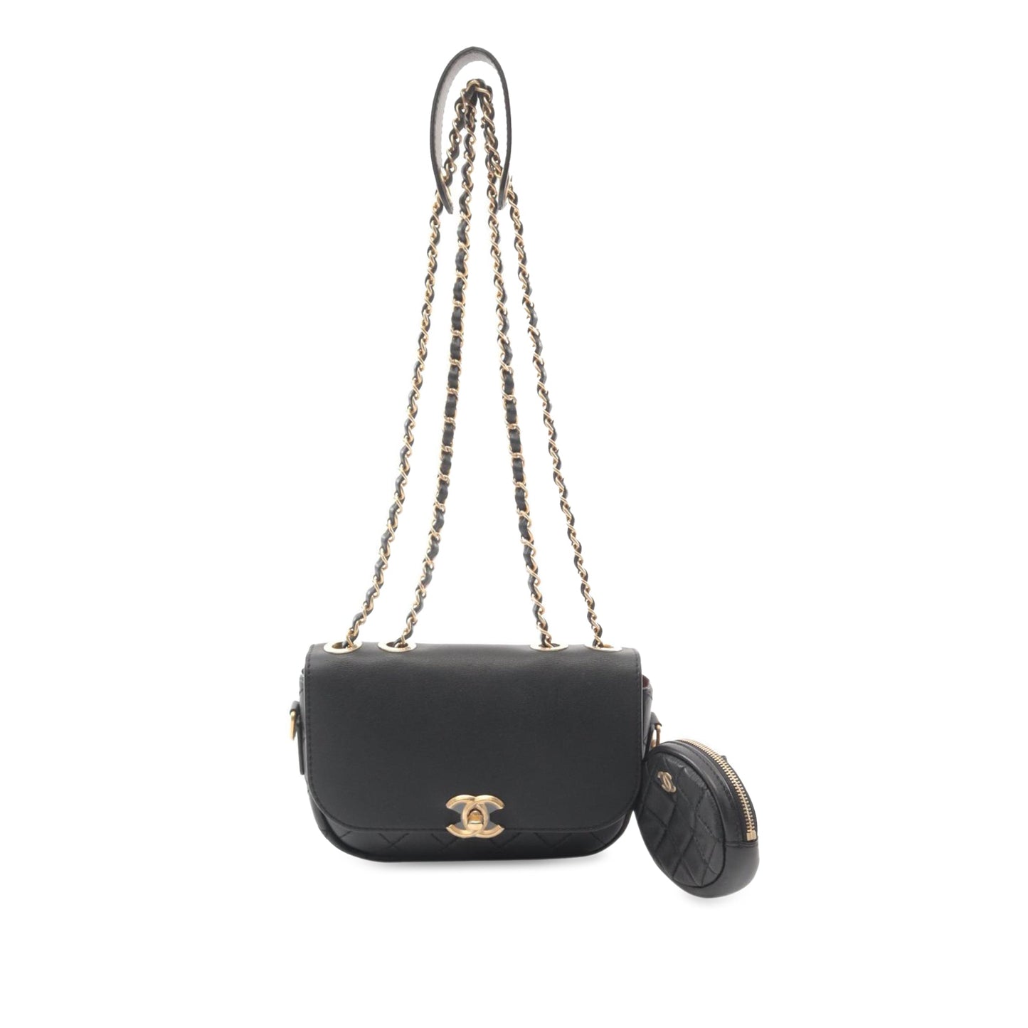 Black Chanel Quilted Calfskin Multi Pouching Flap Shoulder Bag