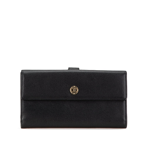 Black Chanel Calfskin CC Long Wallet