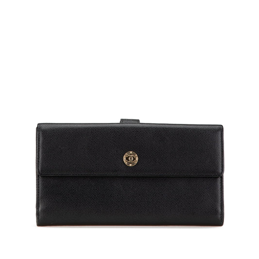 Black Chanel Calfskin CC Long Wallet
