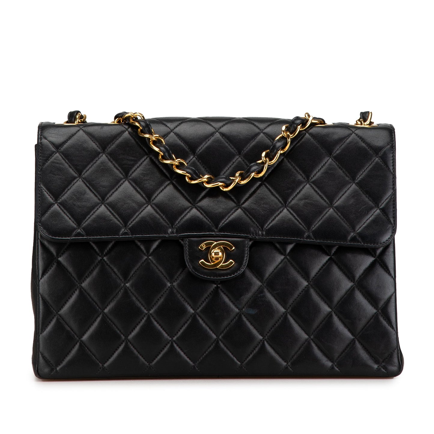 Black Chanel Jumbo Classic Lambskin Single Flap Shoulder Bag