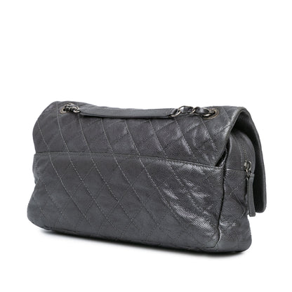 Gray Chanel Jumbo Quilted Caviar Easy Flap Shoulder Bag