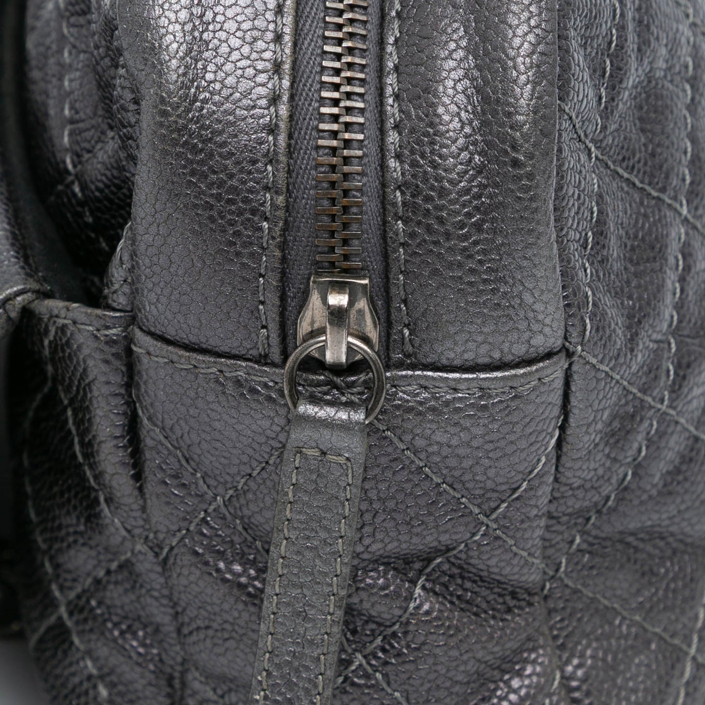 Gray Chanel Jumbo Quilted Caviar Easy Flap Shoulder Bag