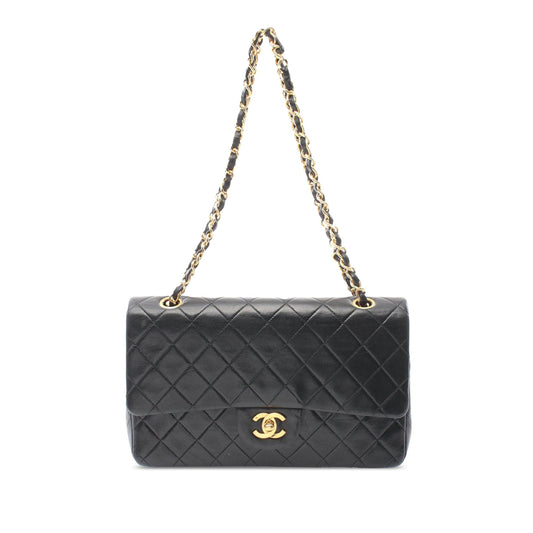 Black Chanel Medium Classic Lambskin Double Flap Shoulder Bag