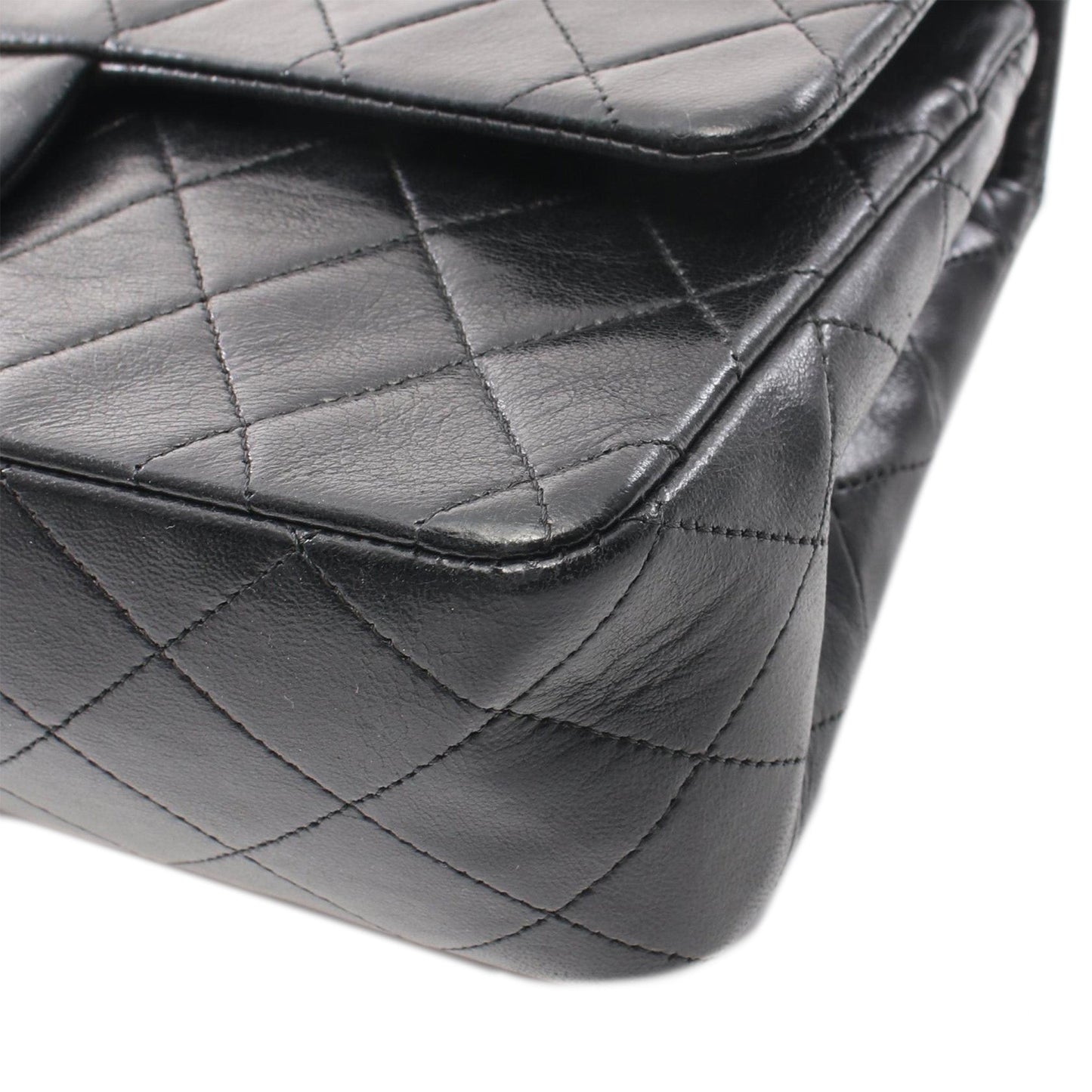 Black Chanel Medium Classic Lambskin Double Flap Shoulder Bag