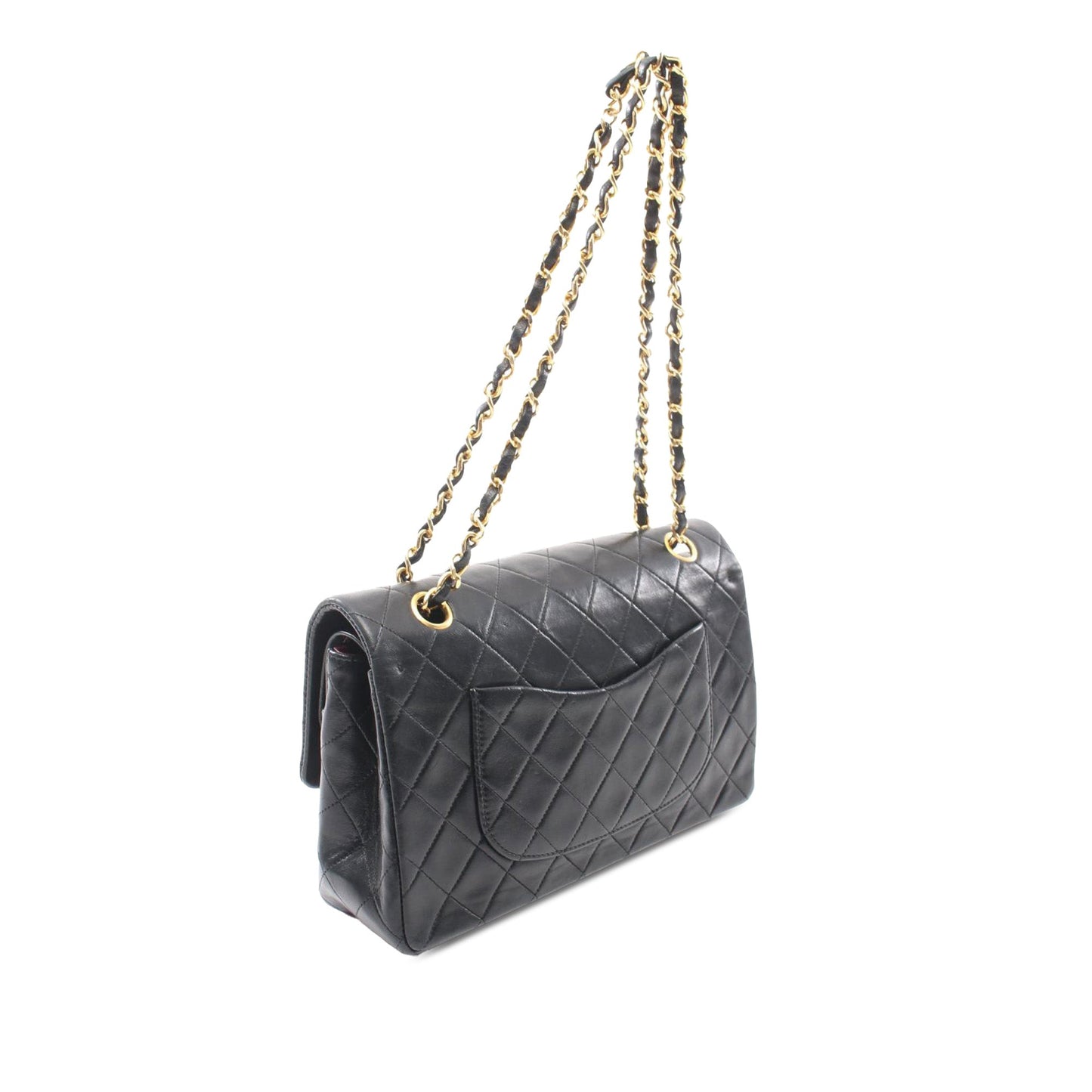 Black Chanel Medium Classic Lambskin Double Flap Shoulder Bag