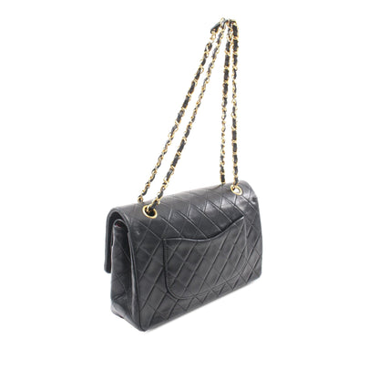 Black Chanel Medium Classic Lambskin Double Flap Shoulder Bag