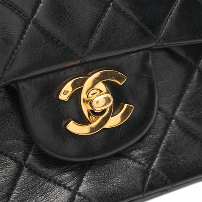 Black Chanel Medium Classic Lambskin Double Flap Shoulder Bag