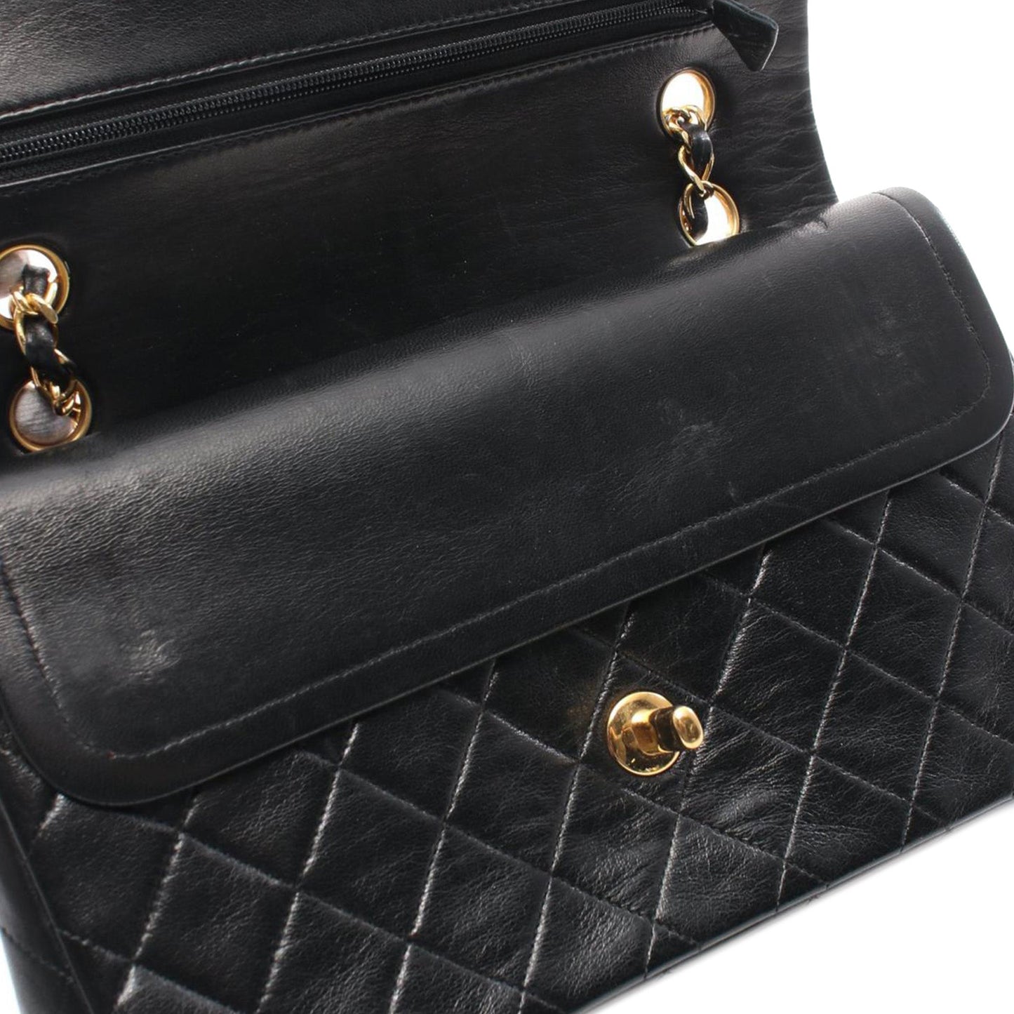 Black Chanel Medium Classic Lambskin Double Flap Shoulder Bag