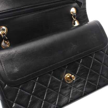 Black Chanel Medium Classic Lambskin Double Flap Shoulder Bag