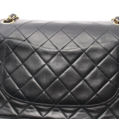 Black Chanel Medium Classic Lambskin Double Flap Shoulder Bag