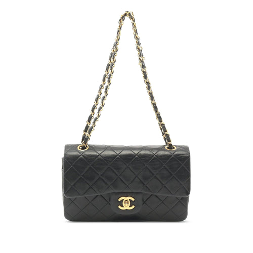 Black Chanel Small Classic Lambskin Double Flap Shoulder Bag