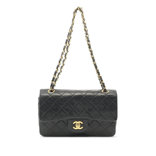 Black Chanel Small Classic Lambskin Double Flap Shoulder Bag