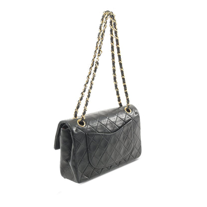 Black Chanel Small Classic Lambskin Double Flap Shoulder Bag