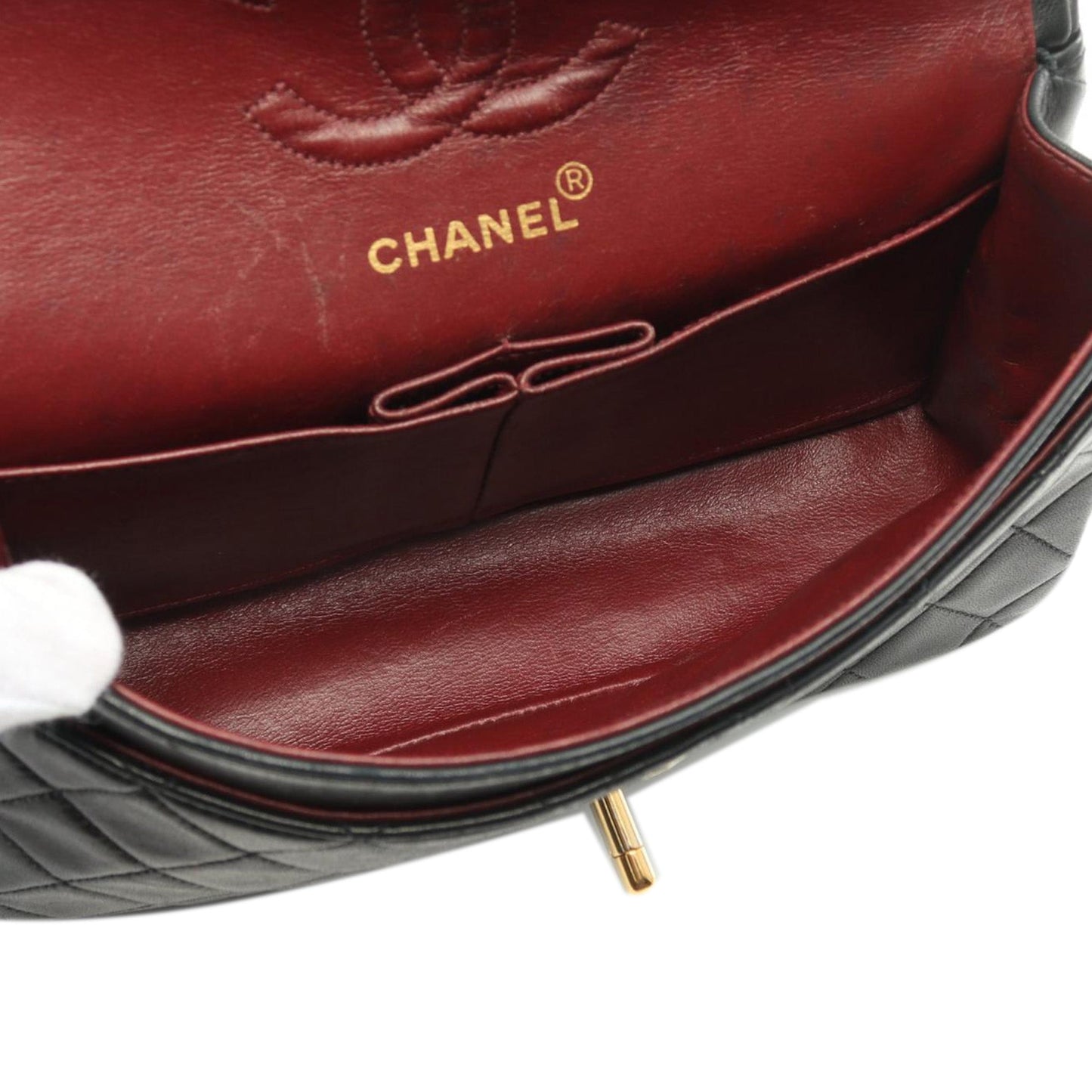 Black Chanel Small Classic Lambskin Double Flap Shoulder Bag