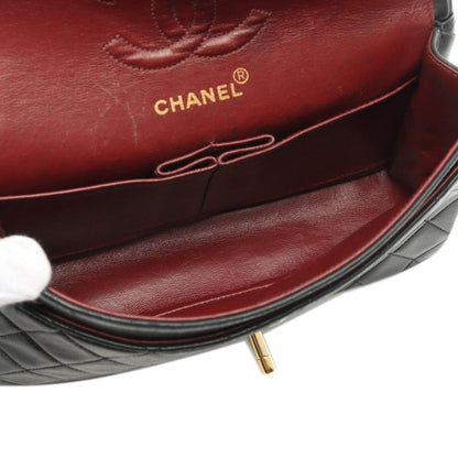 Black Chanel Small Classic Lambskin Double Flap Shoulder Bag