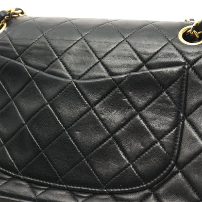 Black Chanel Small Classic Lambskin Double Flap Shoulder Bag