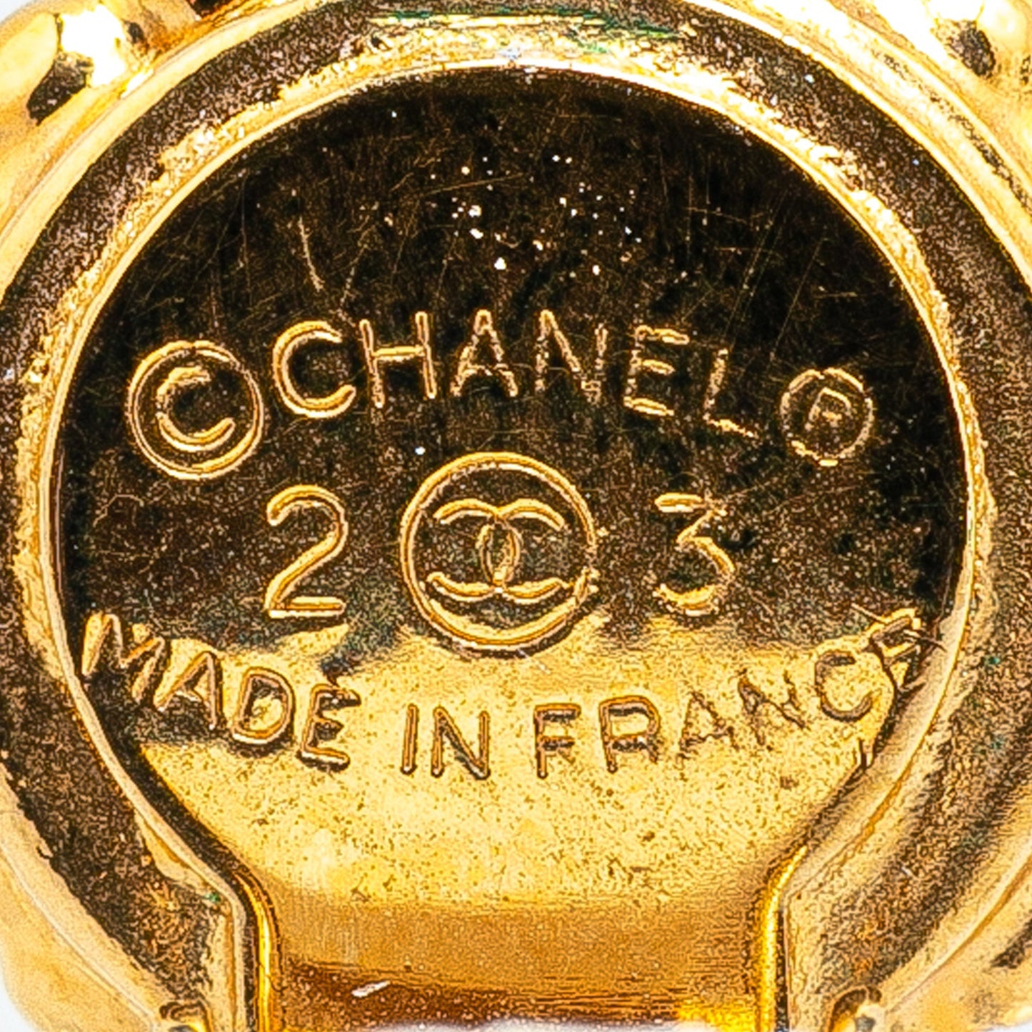 Gold Chanel Gold Plated Clover Faux Pearl Drop Earrings