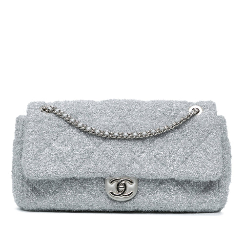 Chanel Sac Large Quilted Lurex Ground Control Pluto Glitter Flap