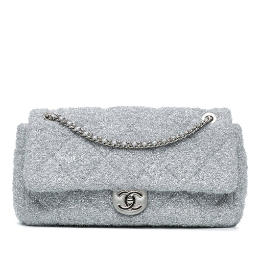 Chanel Sac Large Quilted Lurex Ground Control Pluto Glitter Flap