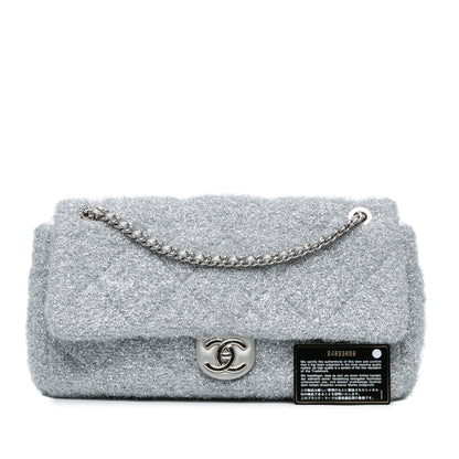Chanel Sac Large Quilted Lurex Ground Control Pluto Glitter Flap