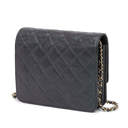 Black Chanel Quilted Caviar Square Wallet on Chain Crossbody Bag