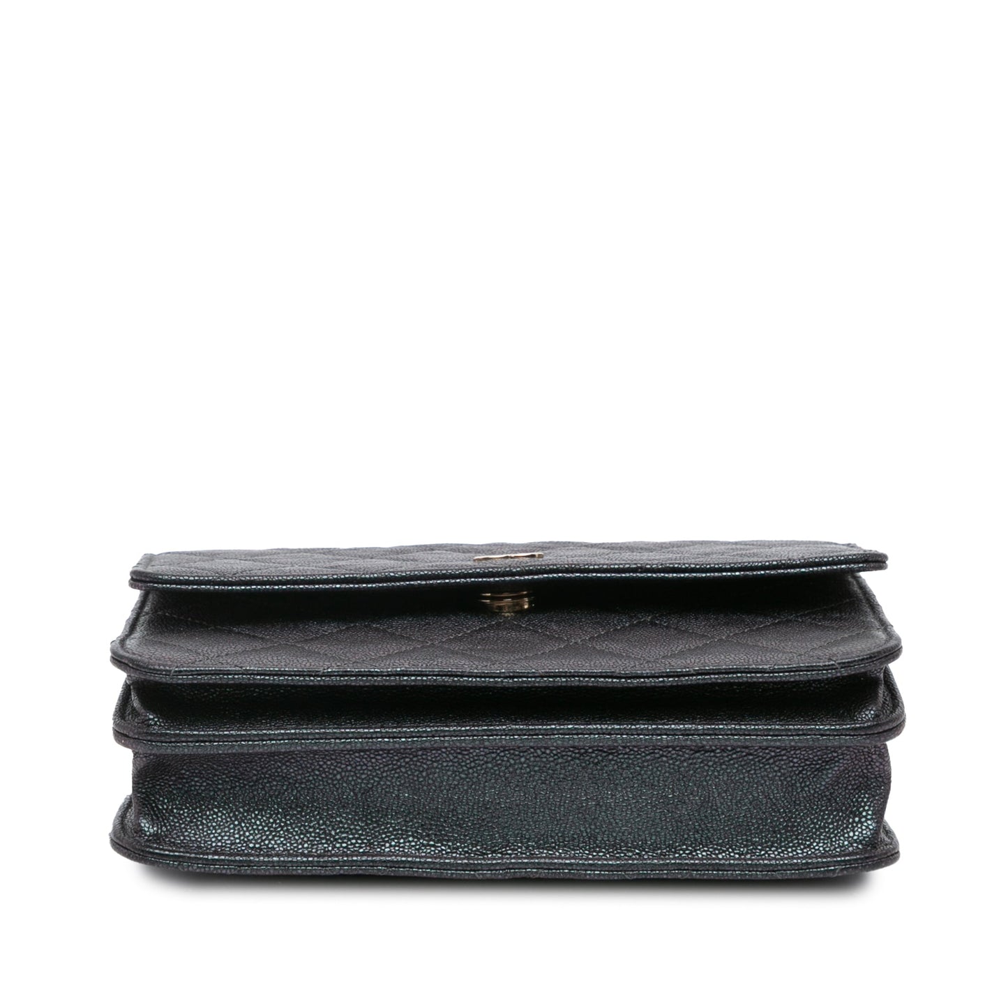 Black Chanel Quilted Caviar Square Wallet on Chain Crossbody Bag