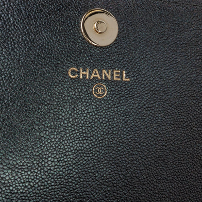 Black Chanel Quilted Caviar Square Wallet on Chain Crossbody Bag