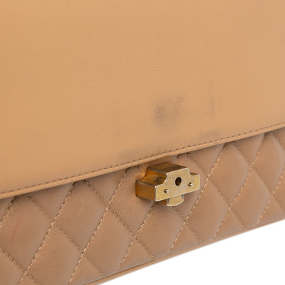 Brown Chanel Medium Quilted Metallic Lambskin CC Chic Double Flap Shoulder Bag