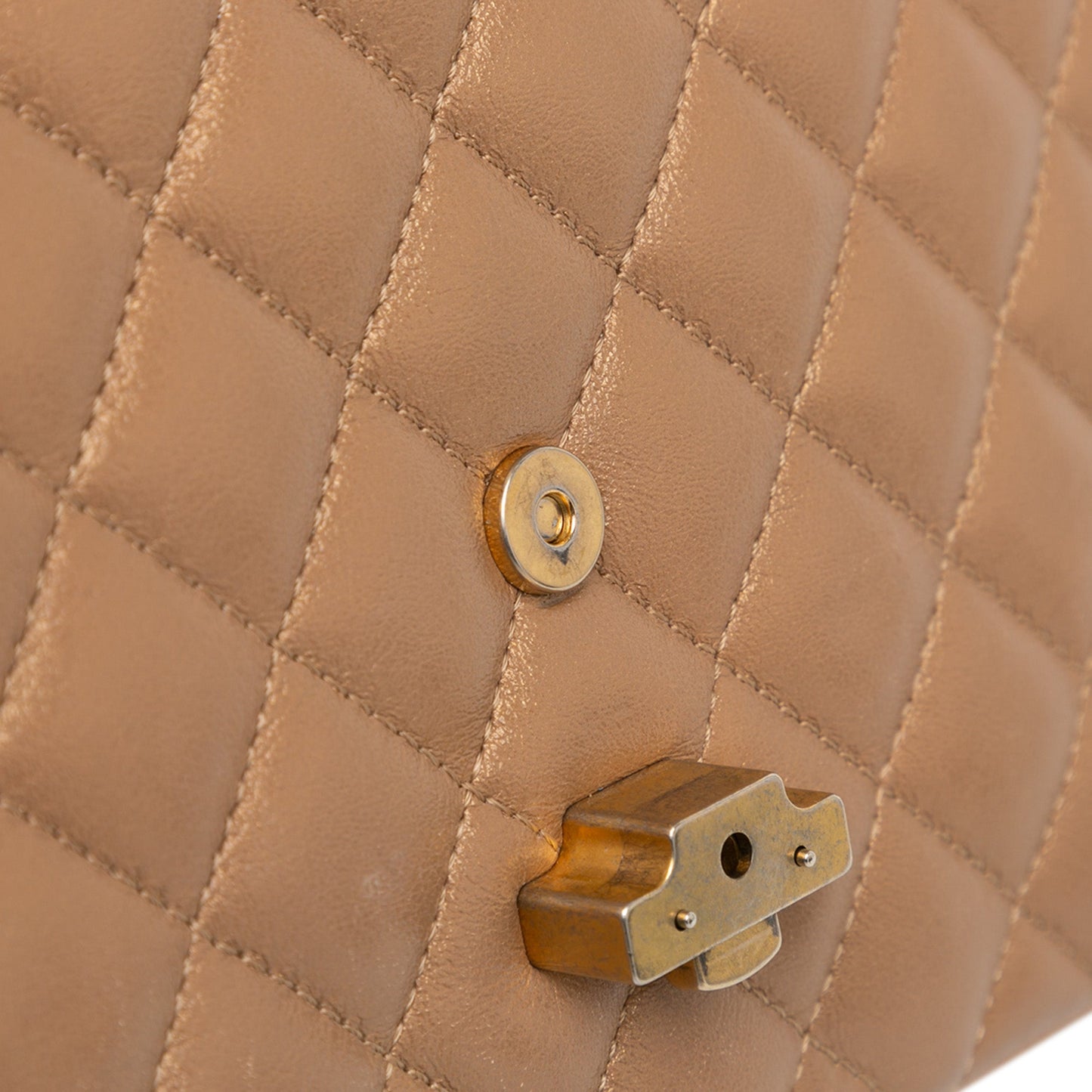Brown Chanel Medium Quilted Metallic Lambskin CC Chic Double Flap Shoulder Bag