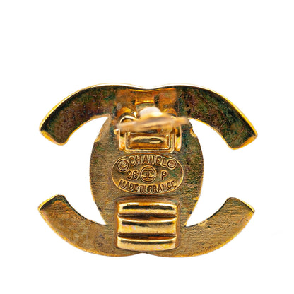 Gold Chanel Gold Plated CC Turnlock Clip On Earrings