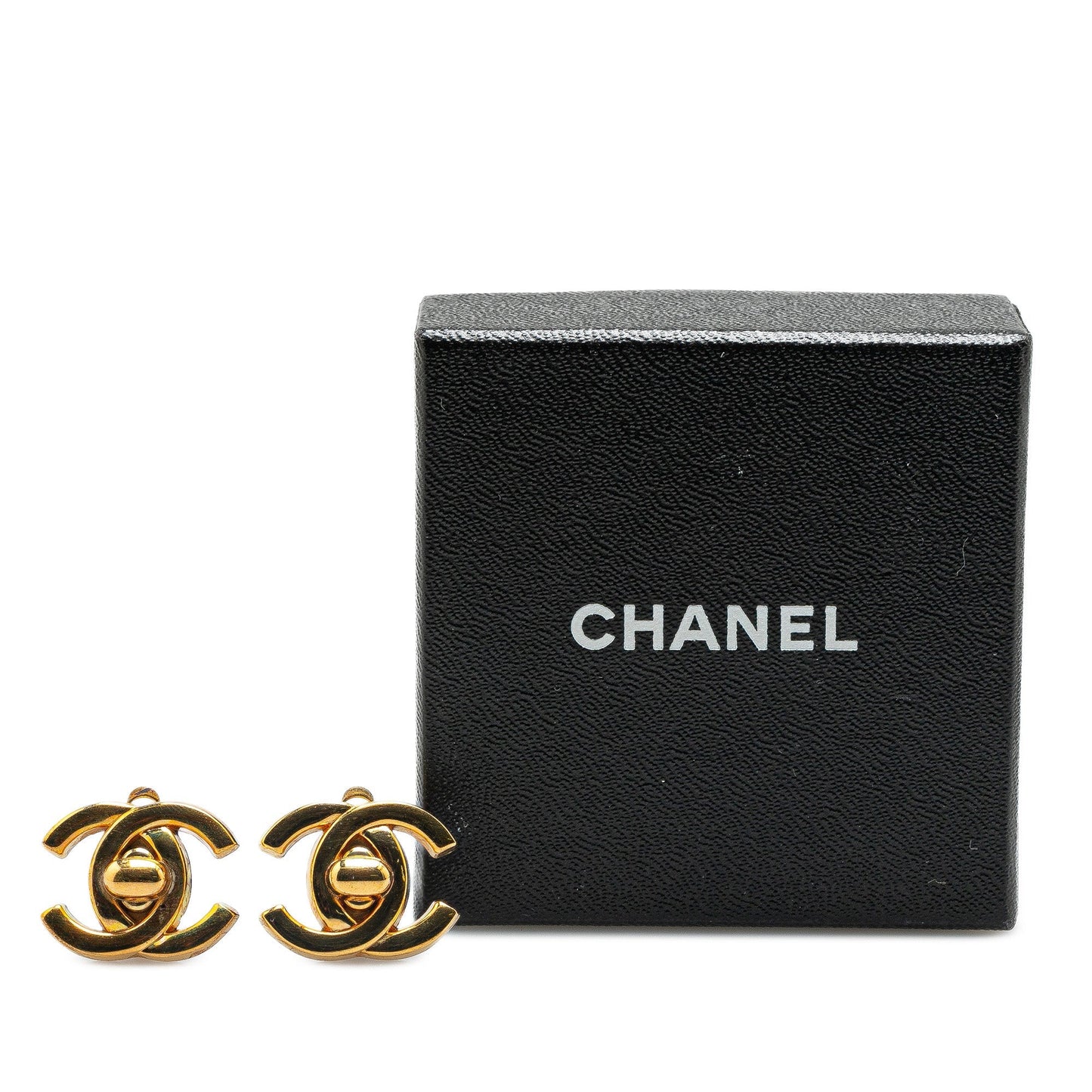 Gold Chanel Gold Plated CC Turnlock Clip On Earrings