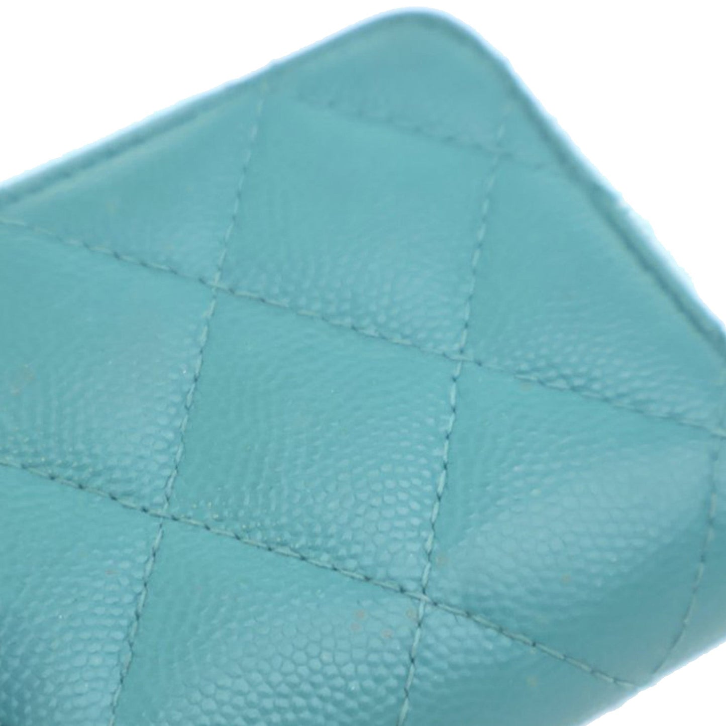 Blue Chanel CC Quilted Caviar Zip Coin Purse Small Wallets