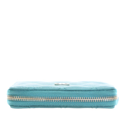 Blue Chanel CC Quilted Caviar Zip Coin Purse Small Wallets