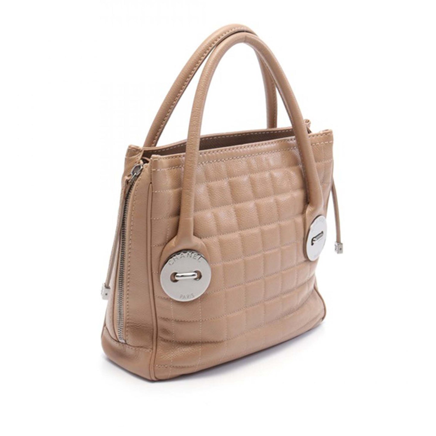 Brown Chanel Caviar Button Handbag