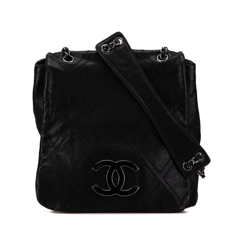 Black Chanel Quilted Calfskin Double Stitch Crossbody