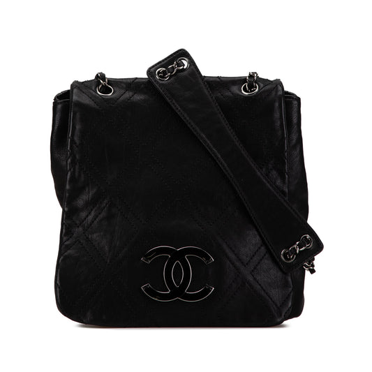 Black Chanel Quilted Calfskin Double Stitch Crossbody